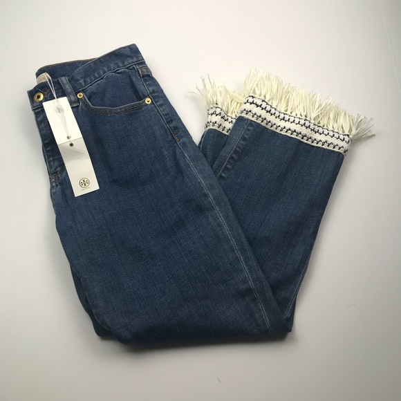 Tory Burch Connor Jeans Cropped Fringe - Picture 3 of 8